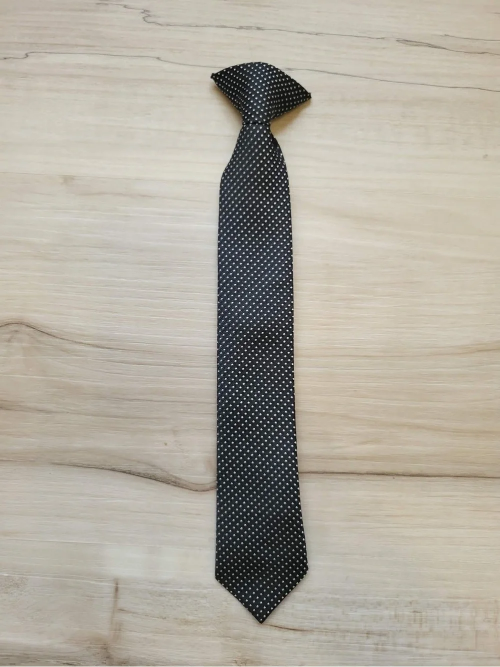 Kids Classic Black Microdot Clip On Tie